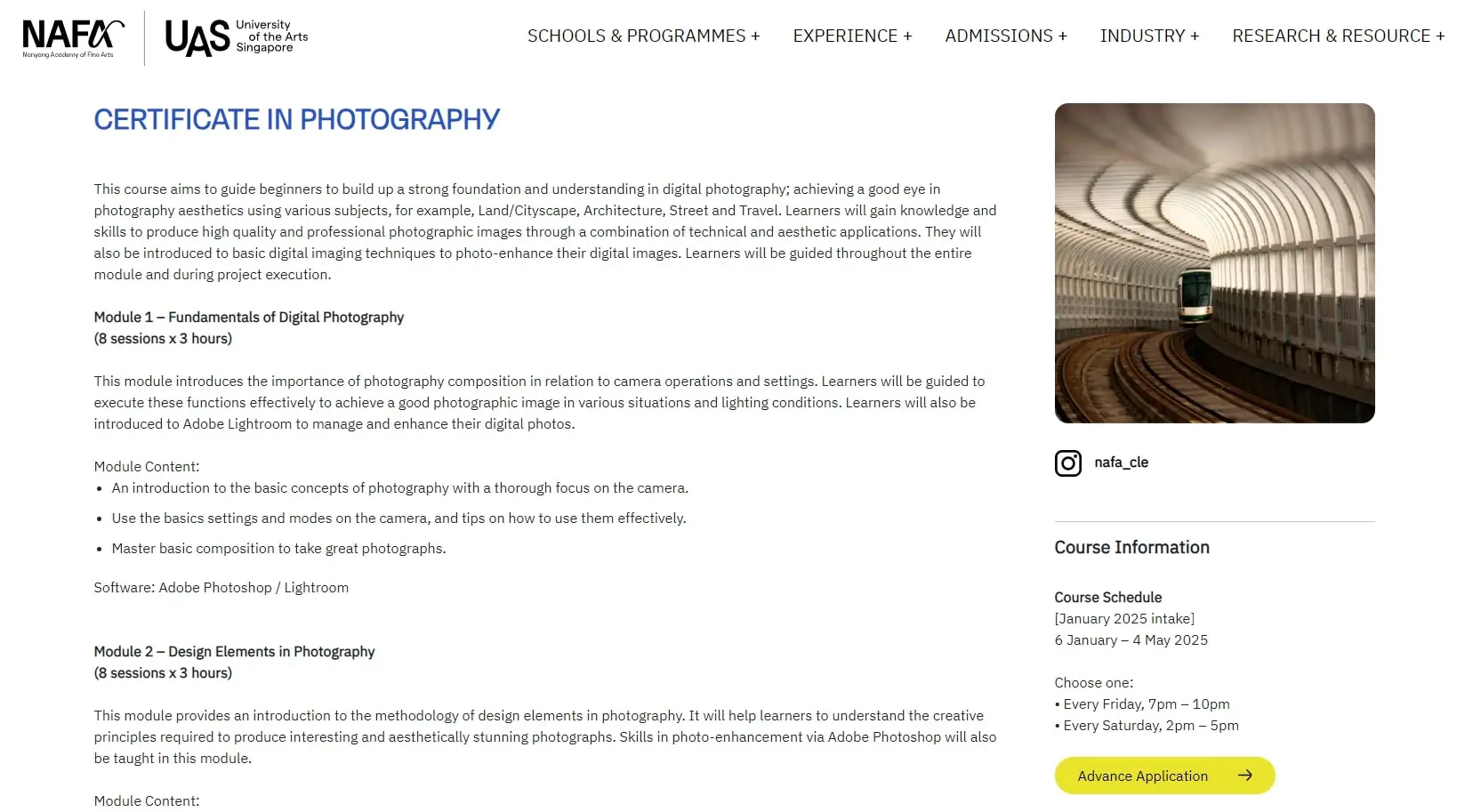 Certificate in Photography