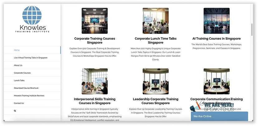 A screenshot of Knowled corporate training landing page