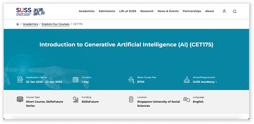 Introduction to Generative AI course by SUSS