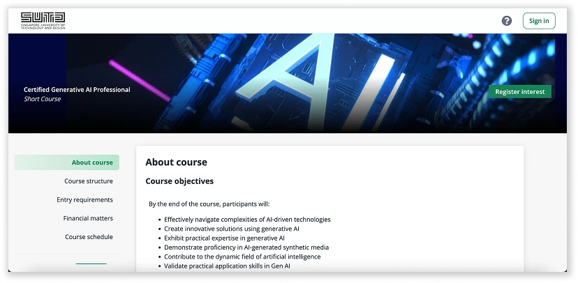 Generative AI short course by SUTD