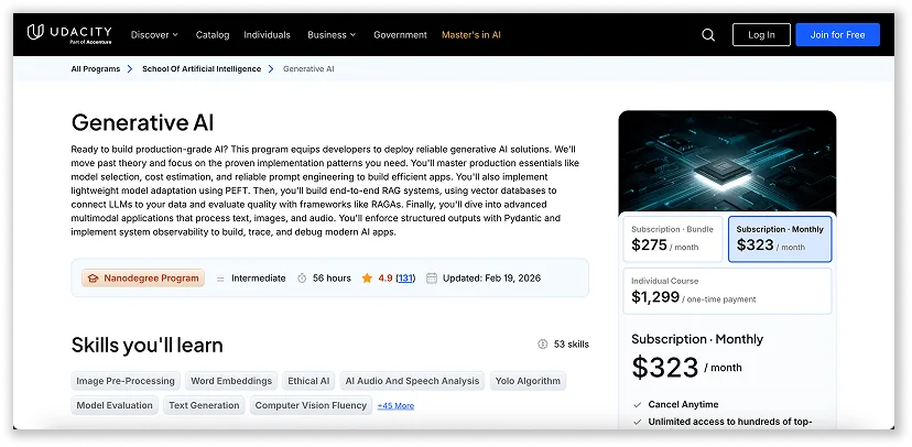 Generative AI course by Udacity