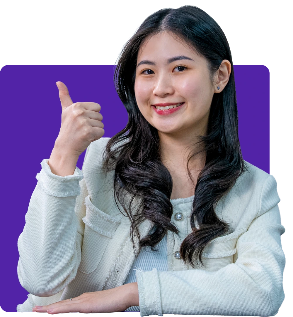 A girl with a thumbs-up gesture