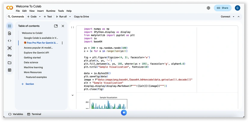 Screenshot of Google Colab by OOm Institute