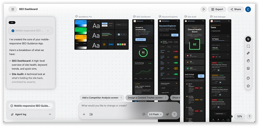 Screenshot of Google Stitch by OOm Institute