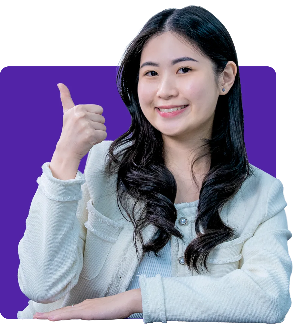 Girl with thumbs up gesture
