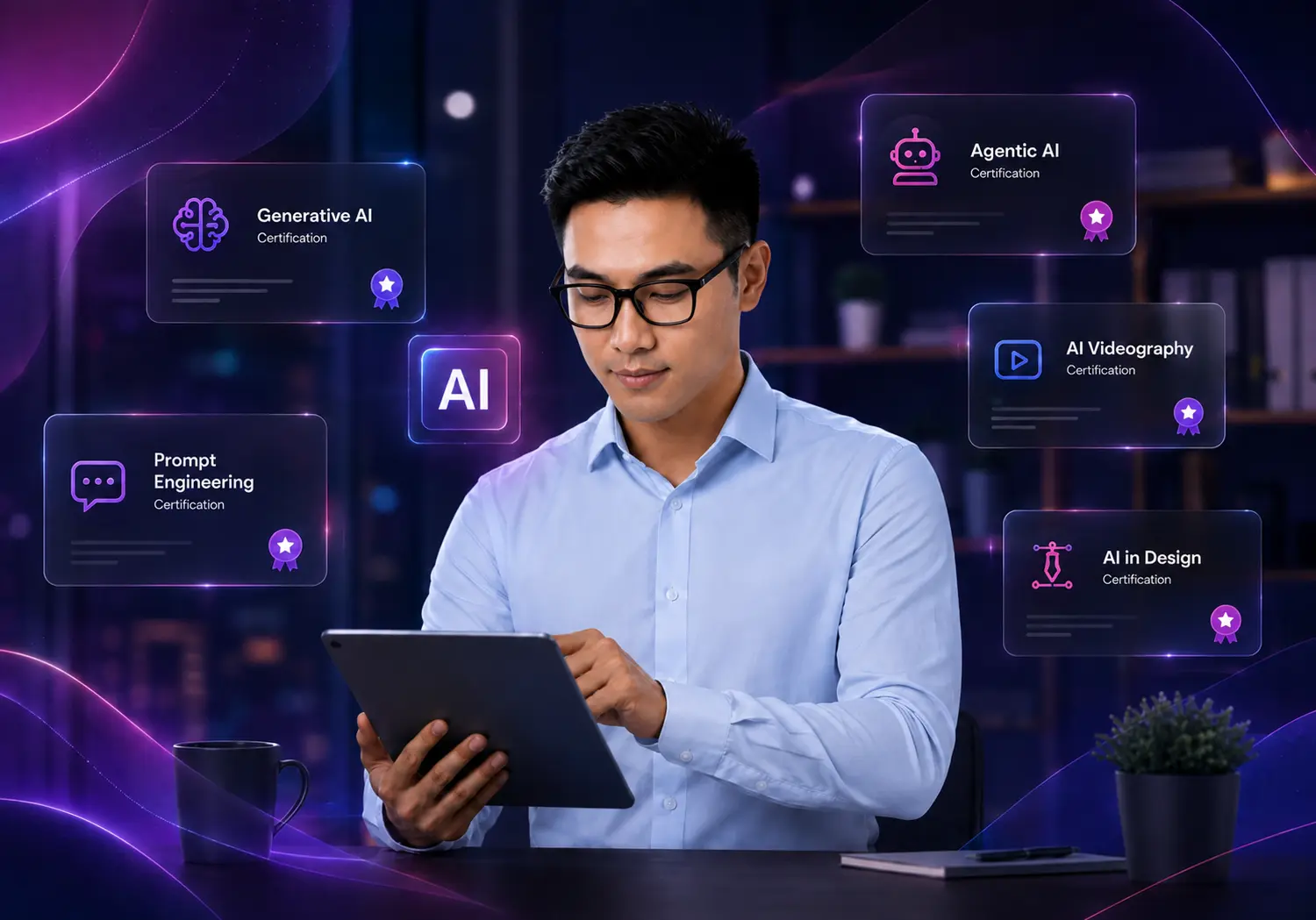AI certification guide banner by OOm Institute