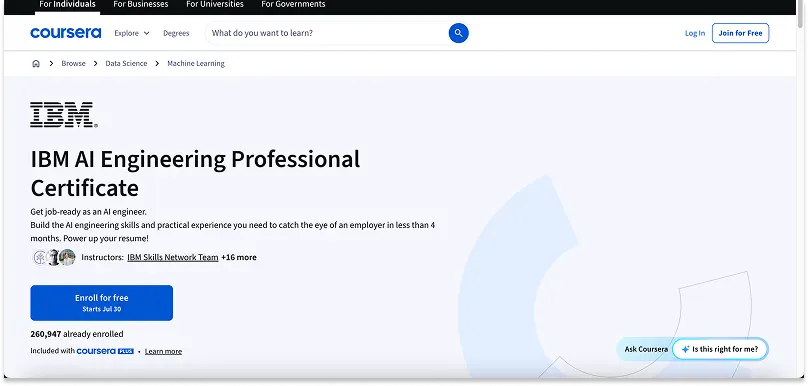 IBM Coursera AI Engineering Certificate