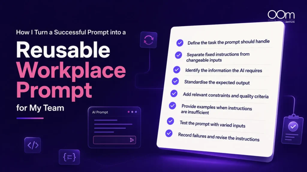 How I turn reusable workplace prompt for my team infographic by OOm Institute