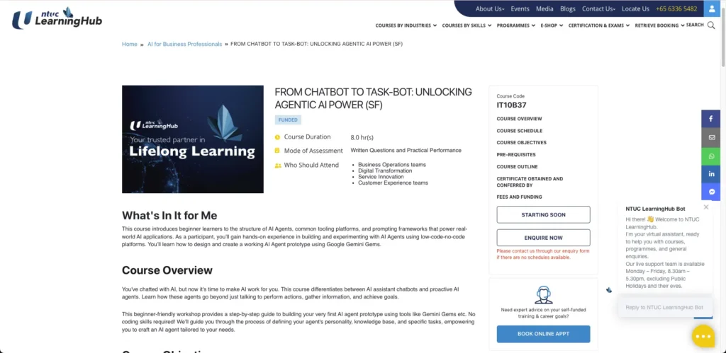 NTUC Learning Hub's agentic AI course