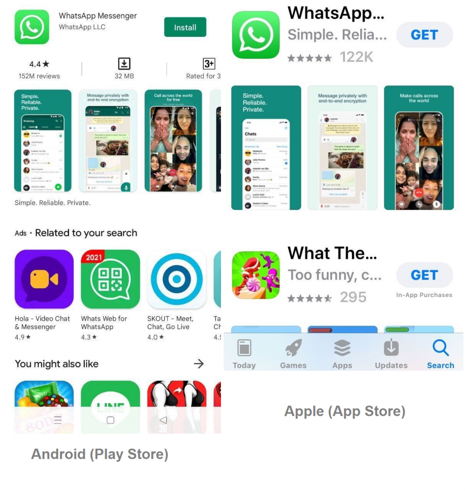 WhatsApp On Play Store And App Store