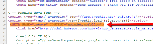 Using Noindex Example From Hubspot
