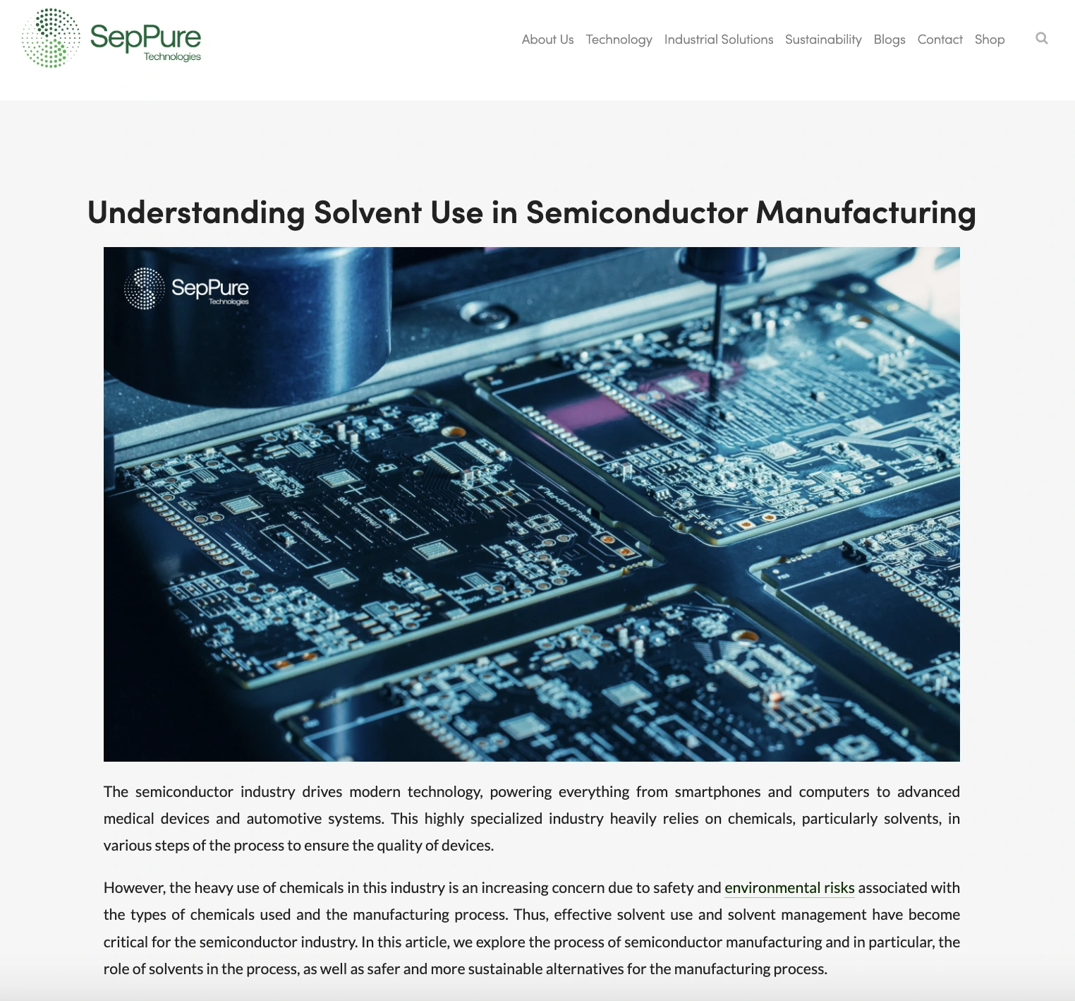 Screenshot of SepPures website blog