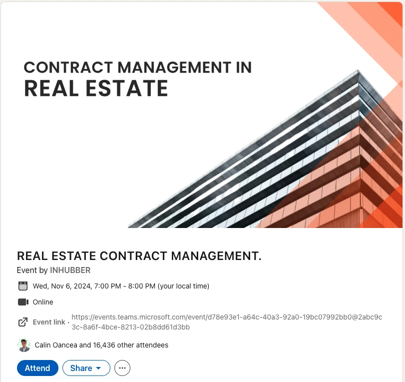Screenshot of an example of webinar by Inhubber