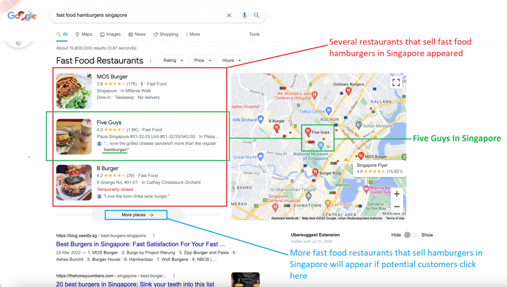 An Example Of Organic Search Five Guys