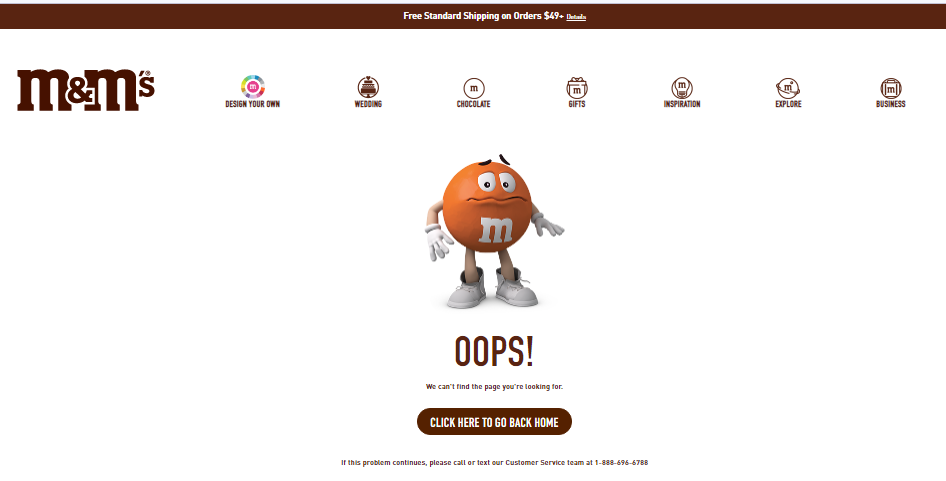 404 Page Example M&M