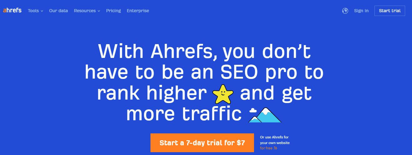 landing page of ahrefs