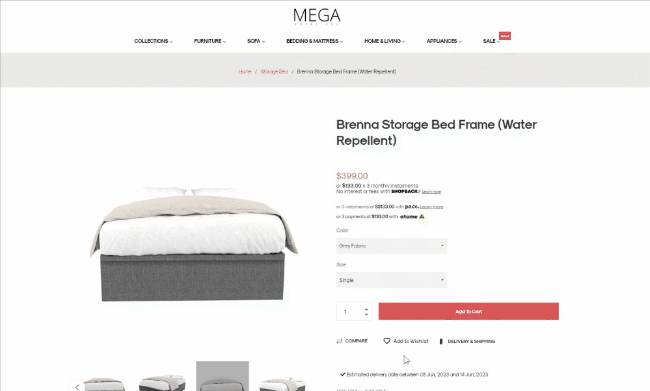 Mega Furniture Wishlist Feature