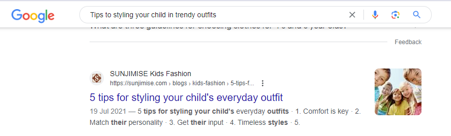 Sunjimise Blog Appeared On SERP