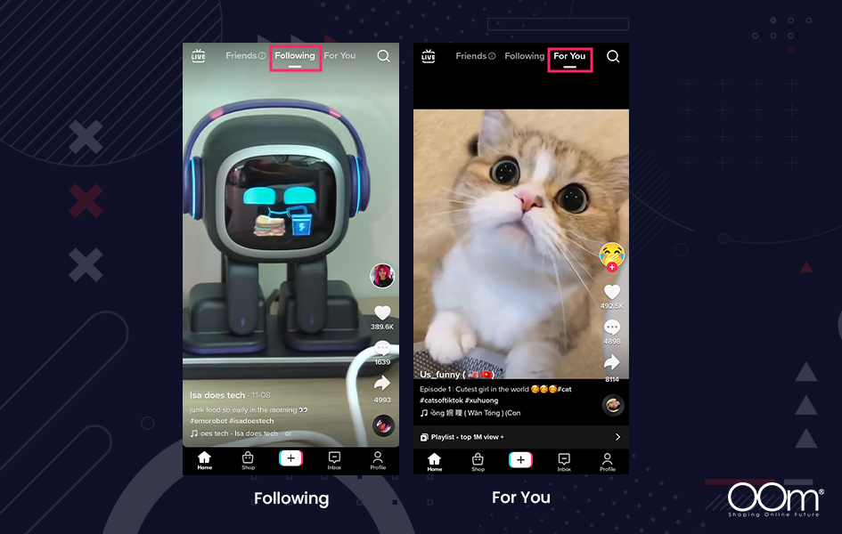 For You vs Following