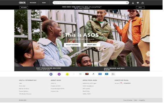 Example Of Homepage From ASOS