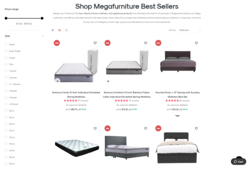Example Of Product Page From Megafurniture