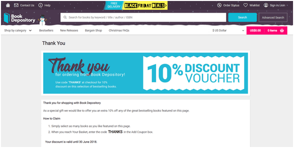 Example Of Thank You Page From Book Depository 