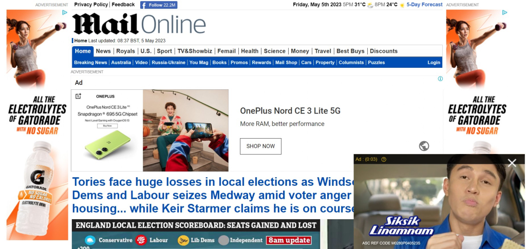 Example Of Cluttered Website By Daily Mail