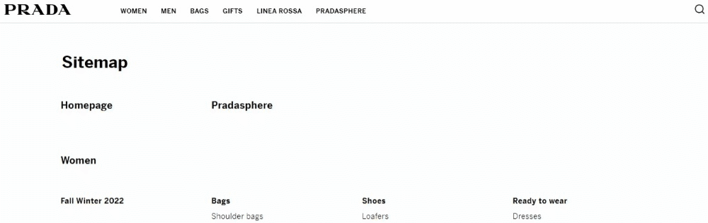 Example Of Sitemap From PRADA