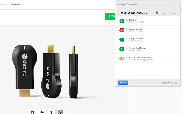 Google Tag Assistant Dashboard