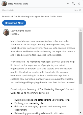 LinkedIn message ads