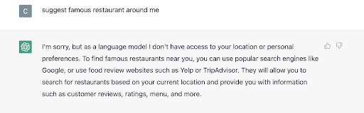 ChatGPT Responses Cannot Provide Live Data