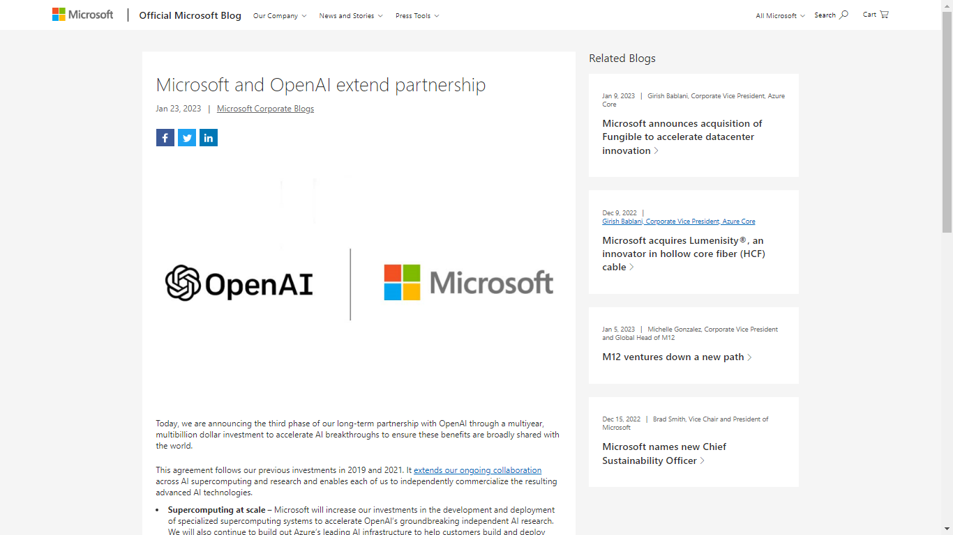 Microsoft And OpenAI Extend Partnership