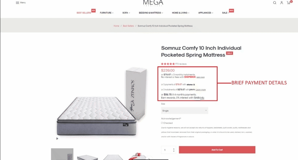 Showcase of product page