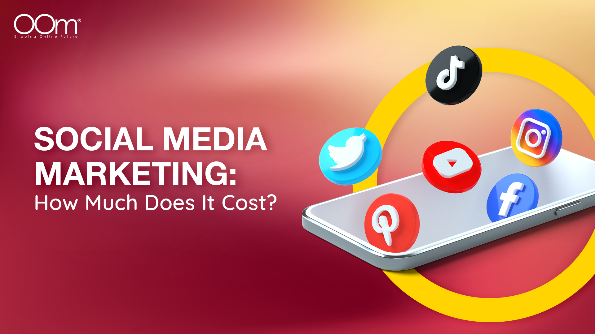 An image titled Social Media Marketing How Much Does It Cost? featuring icons of popular social media platforms