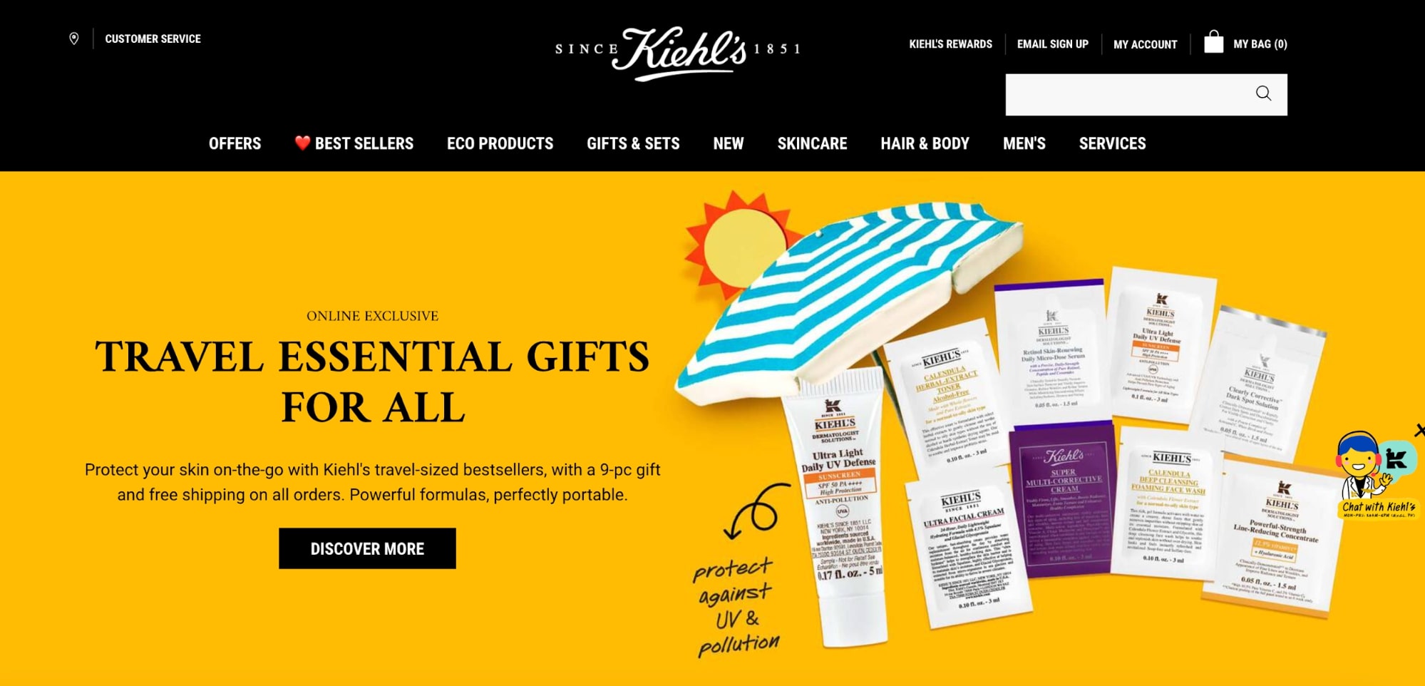 E-commerce homepage of Kiehl's