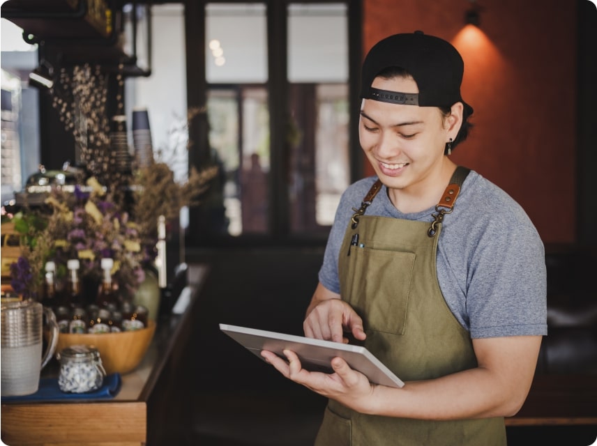 Small business owner using digital solutions
