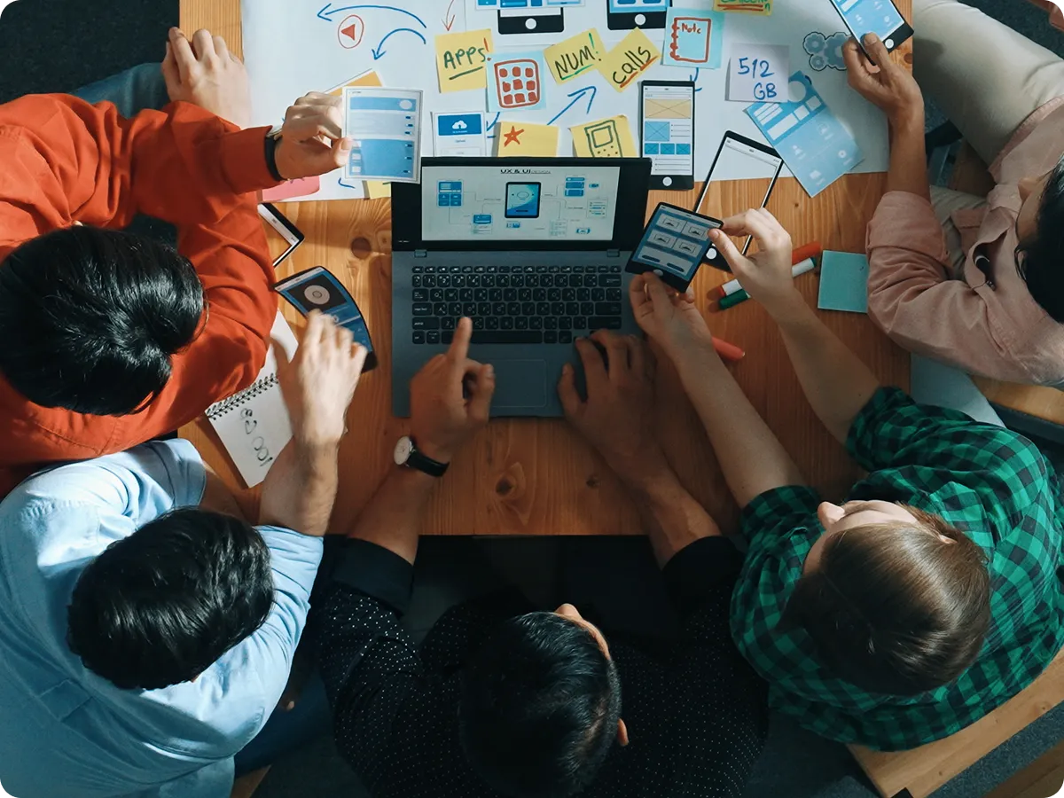 Team collaborating on ecommerce website design and development.