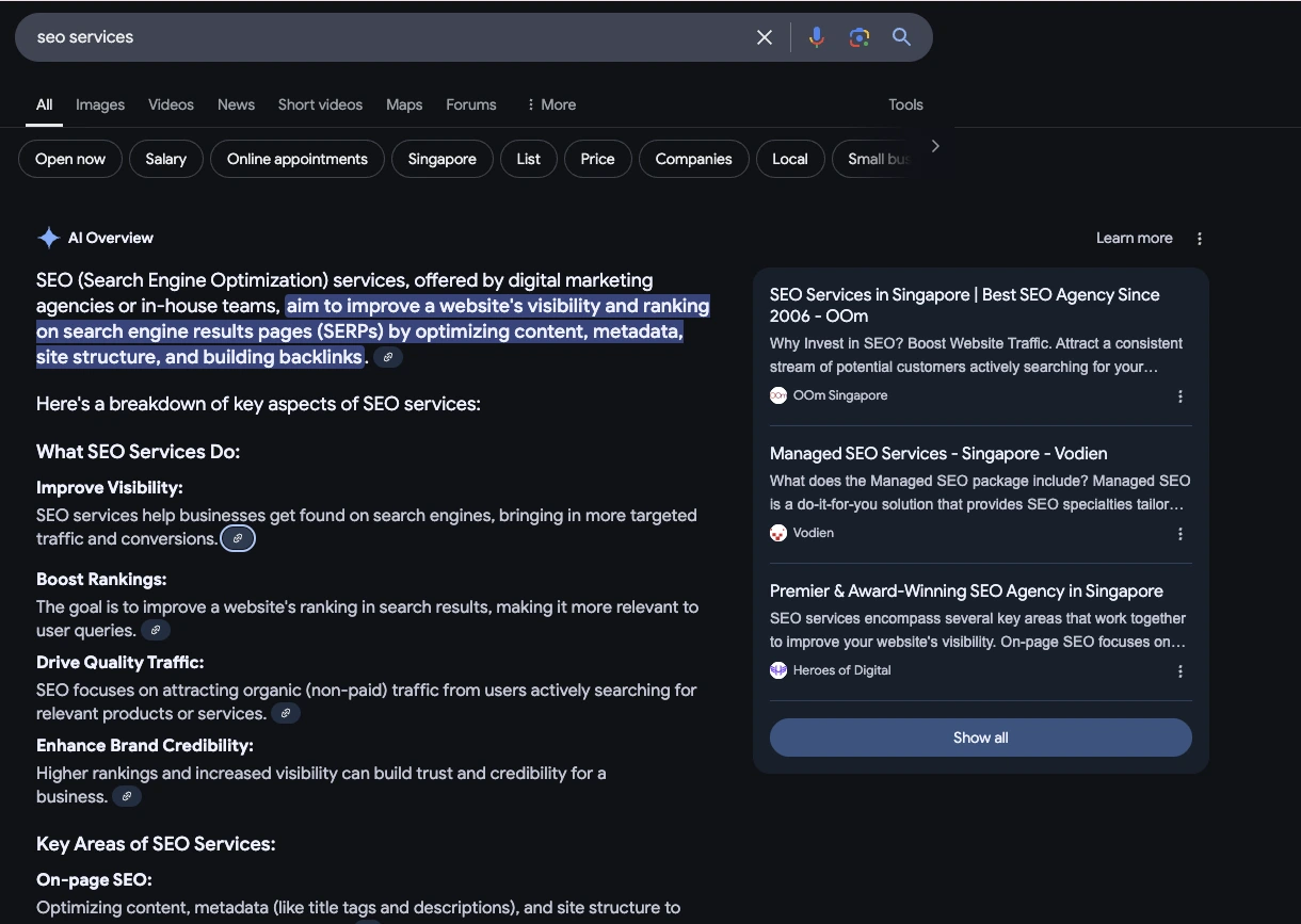 AI search engine optimisation for optimising AI-generated content