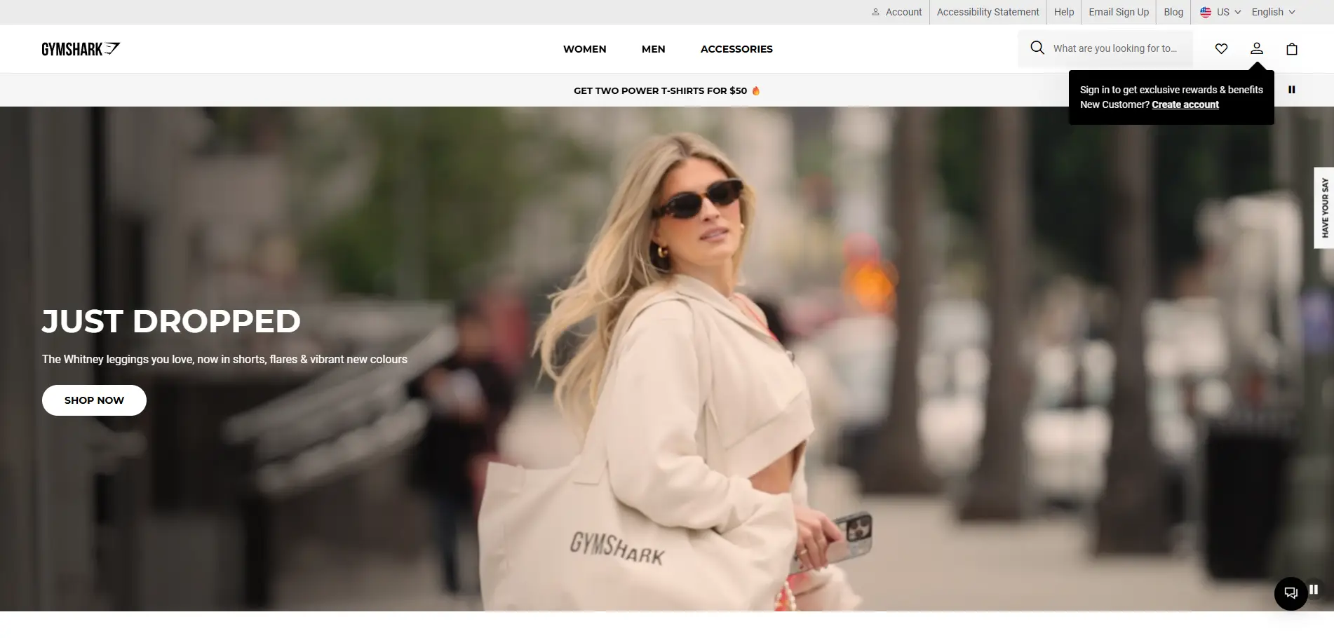 Gymshark homepage featuring bold visuals and influencer integration