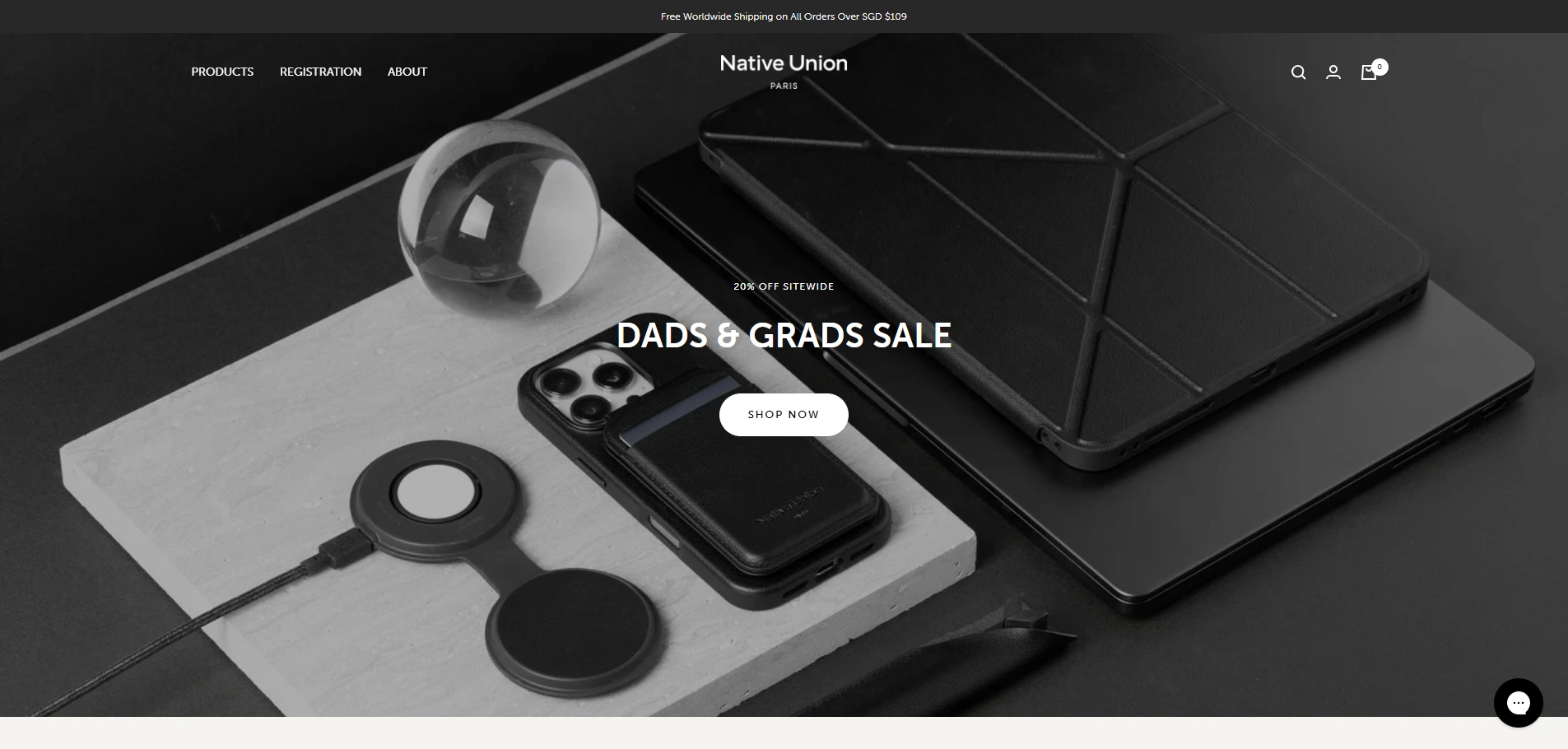 Native Union website featuring premium tech accessory visuals and sleek UX