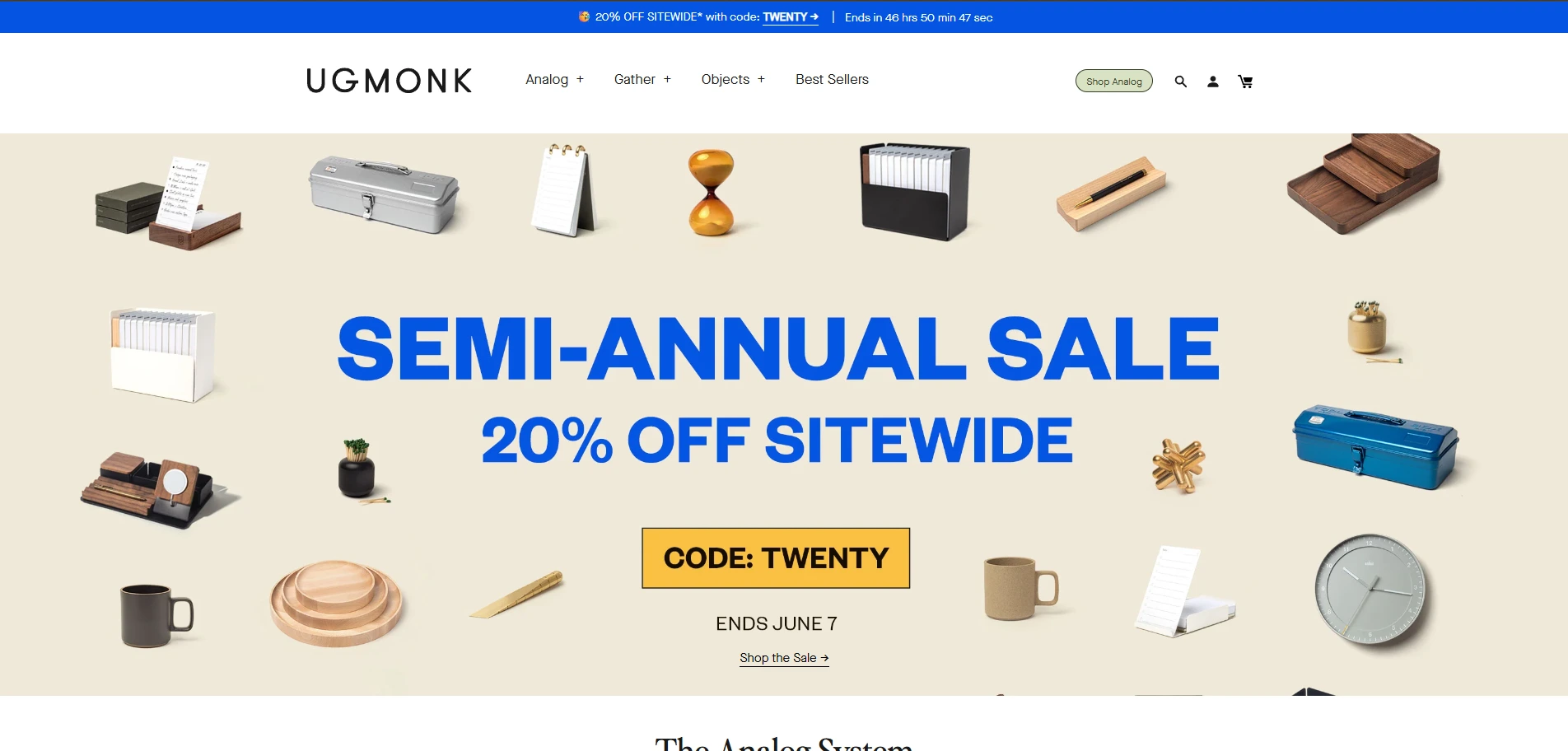 Ugmonk site highlighting a founder-led brand with minimalist design
