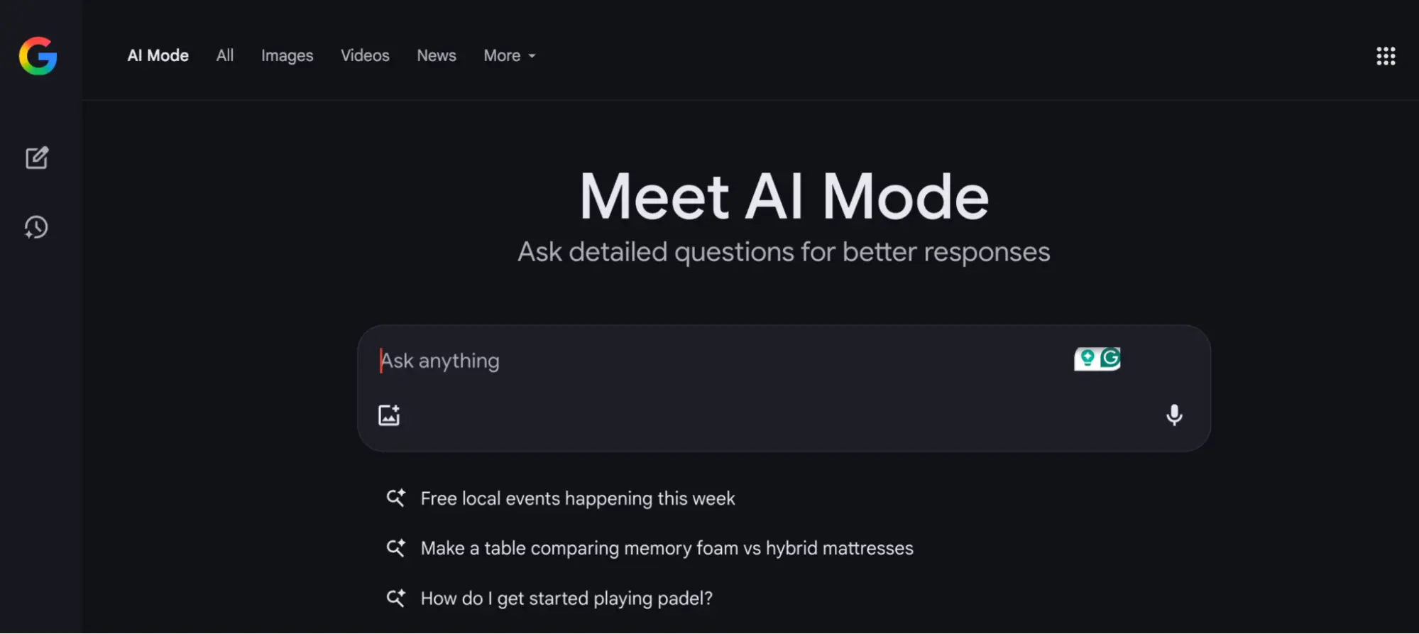 Screenshot of Google's AI Mode