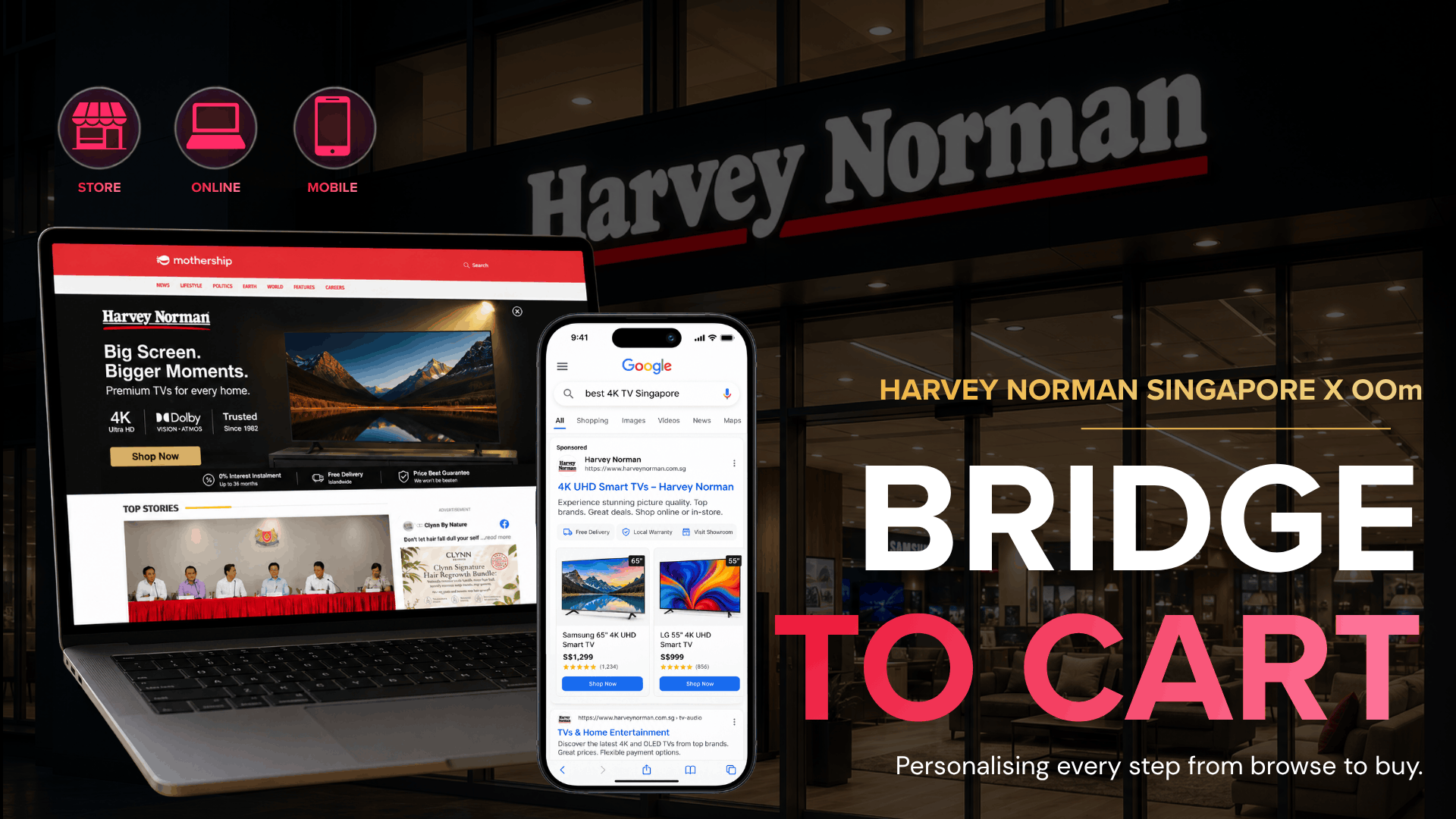 Harvey Norman and OOm’s Bridge to Cart campaign